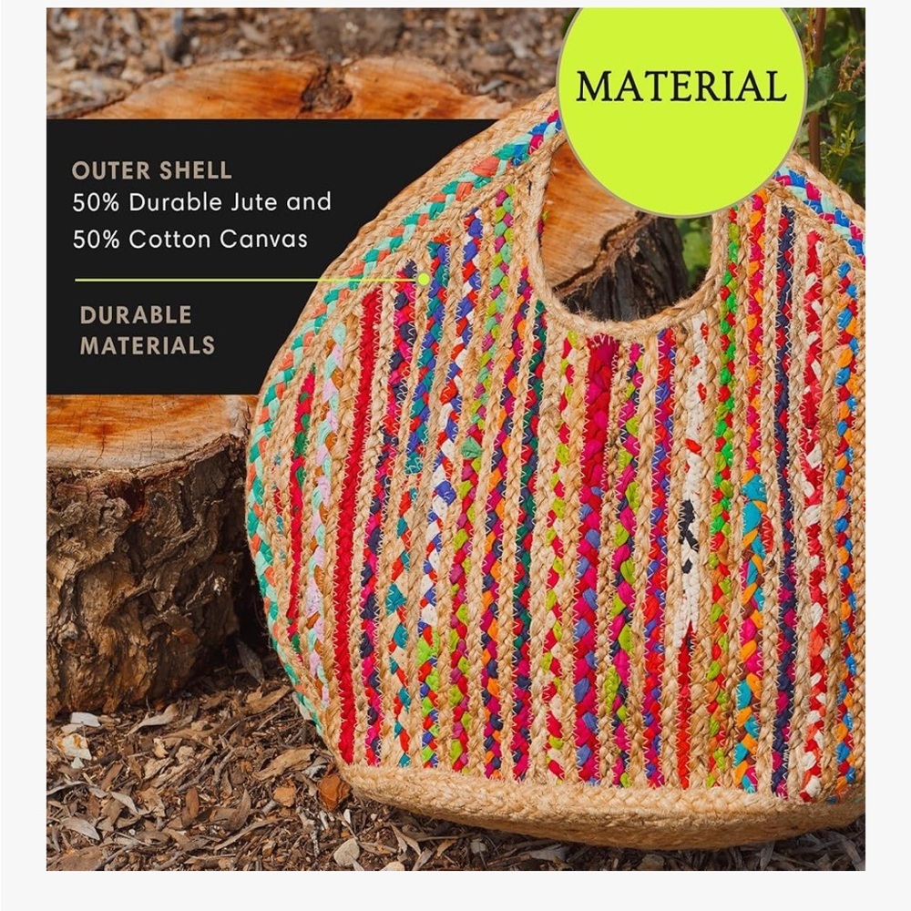Antik Kraft Multicolor Braided Straw Tote - Picture 7 of 14